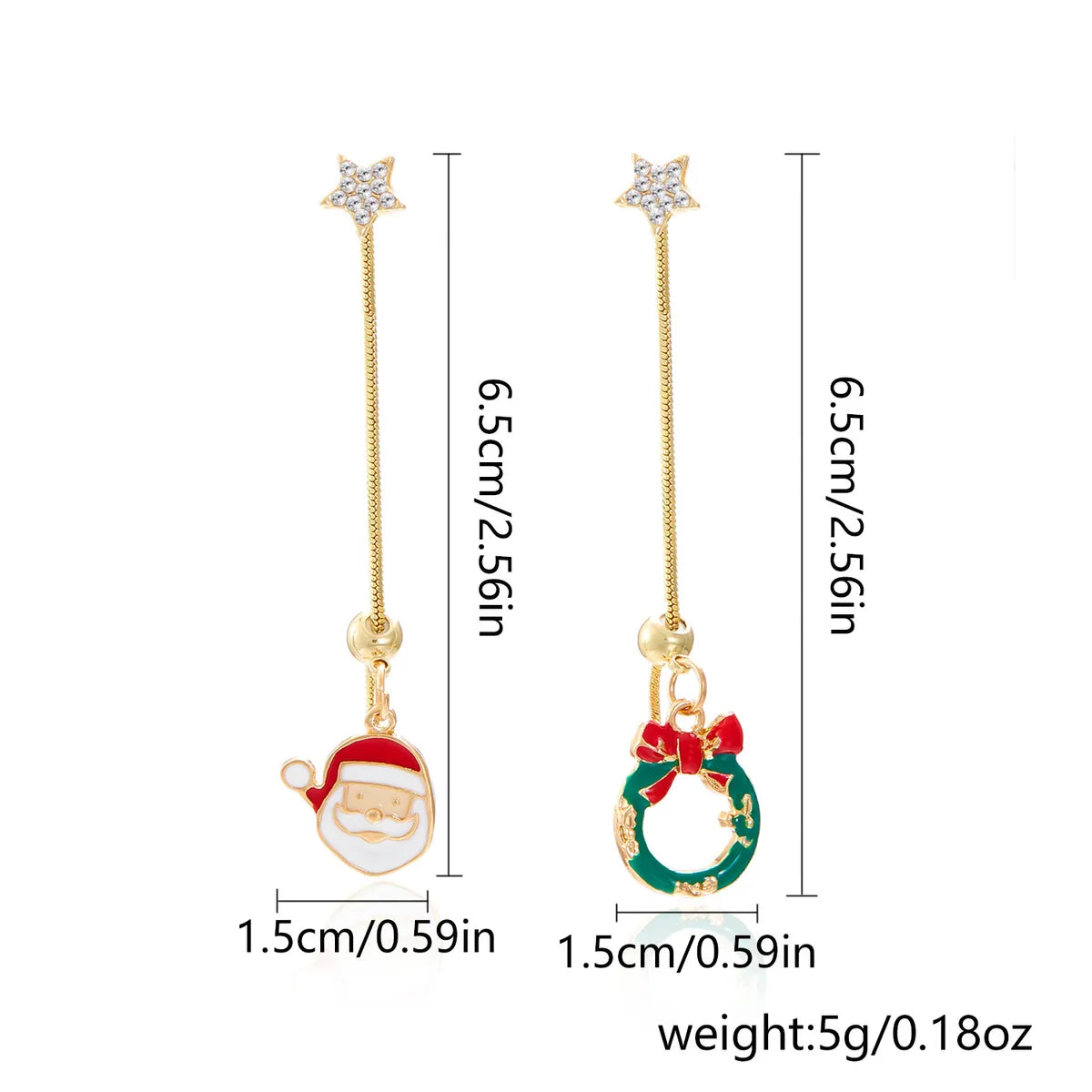 1 Pair Cartoon Style Christmas Hat Christmas Tree Santa Claus Plating Alloy Drop Earrings