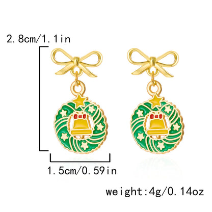 1 Pair Cartoon Style Christmas Hat Christmas Tree Santa Claus Plating Alloy Drop Earrings