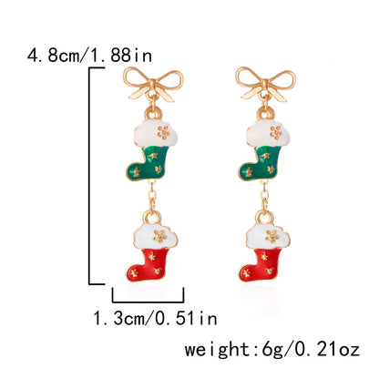 1 Pair Cartoon Style Christmas Hat Christmas Tree Santa Claus Plating Alloy Drop Earrings