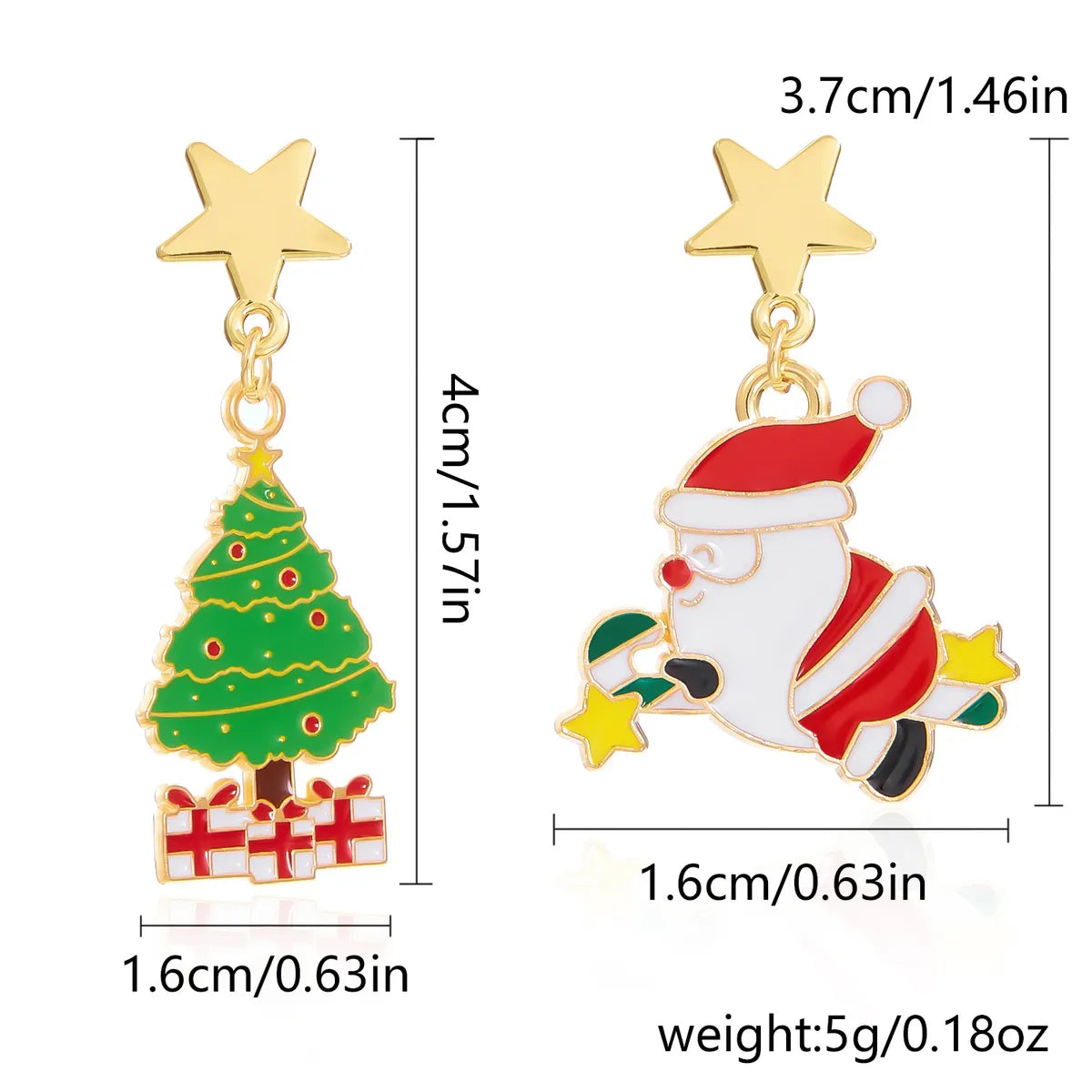 1 Pair Cartoon Style Christmas Hat Christmas Tree Santa Claus Plating Alloy Drop Earrings