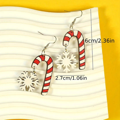 1 Pair Cartoon Style Christmas Santa Claus Gingerbread Wood Drop Earrings