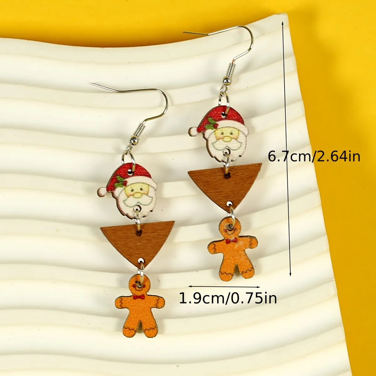 1 Pair Cartoon Style Christmas Santa Claus Gingerbread Wood Drop Earrings