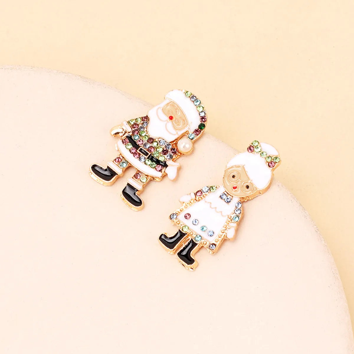 1 Pair Cartoon Style Christmas Santa Claus Plating Inlay Alloy Rhinestones Ear Studs