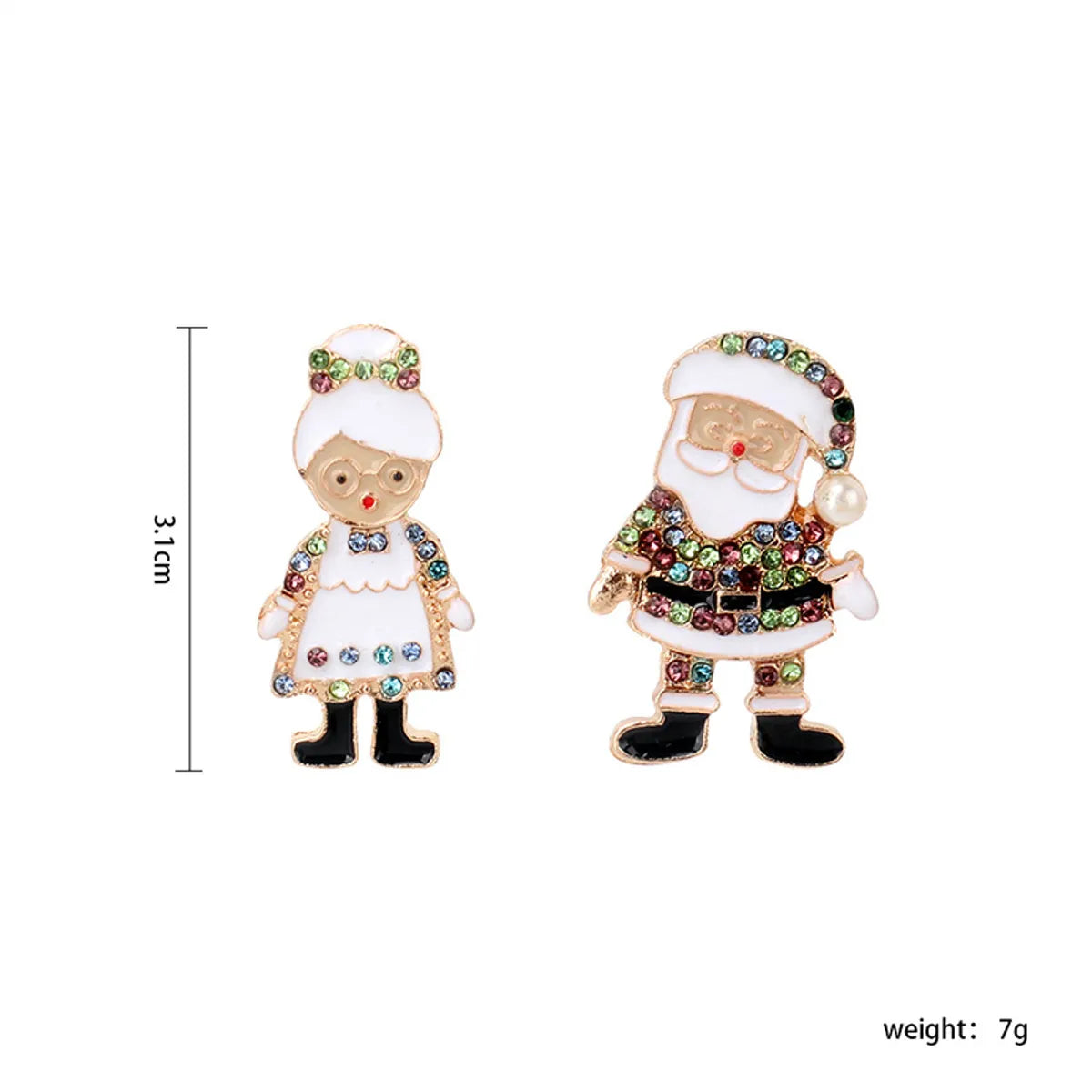 1 Pair Cartoon Style Christmas Santa Claus Plating Inlay Alloy Rhinestones Ear Studs