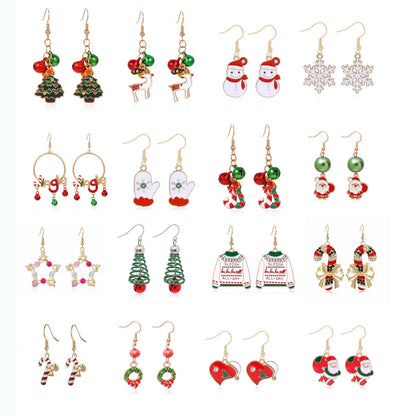 1 Pair Cartoon Style Christmas Tree Snowman Snowflake Plating Zinc Alloy Ear Hook