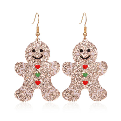 1 Pair Cartoon Style Christmas Tree Snowman Snowflake Plating Zinc Alloy Ear Hook