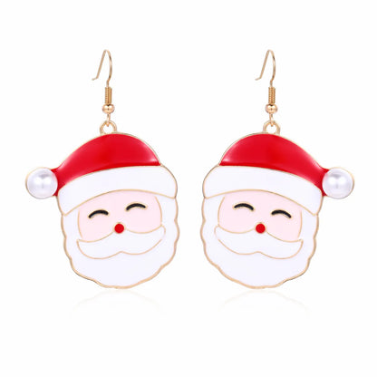 1 Pair Cartoon Style Christmas Tree Snowman Snowflake Plating Zinc Alloy Ear Hook