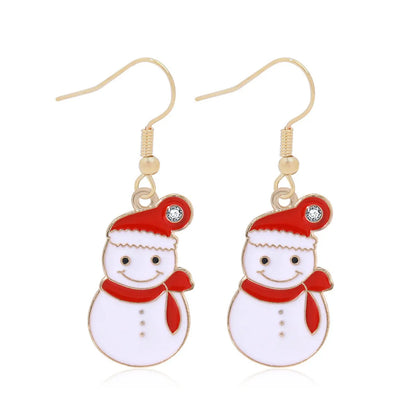 1 Pair Cartoon Style Christmas Tree Snowman Snowflake Plating Zinc Alloy Ear Hook