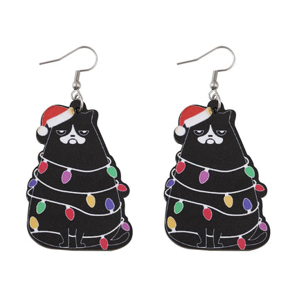 1 Pair Cartoon Style Christmas Tree Wood Drop Earrings