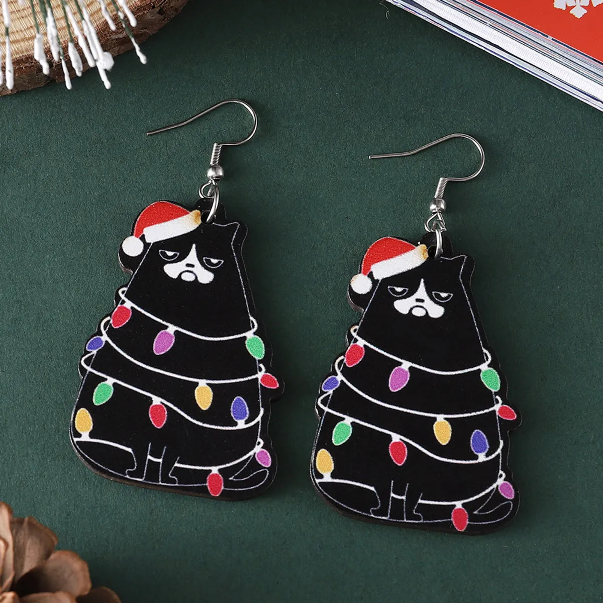 1 Pair Cartoon Style Christmas Tree Wood Drop Earrings