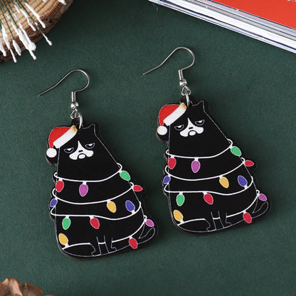 1 Pair Cartoon Style Christmas Tree Wood Drop Earrings