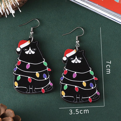 1 Pair Cartoon Style Christmas Tree Wood Drop Earrings