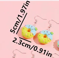 1 Pair Cartoon Style Color Block Patchwork Plastic Resin Drop Earrings