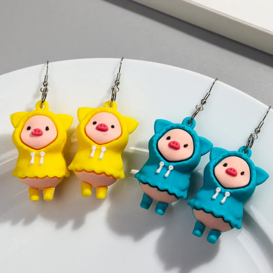 1 Pair Cartoon Style Color Block Patchwork Silica Gel Drop Earrings