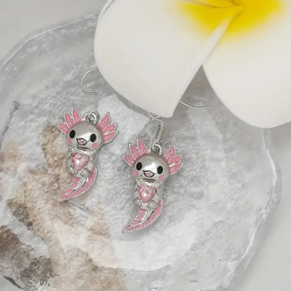 1 Pair Cartoon Style Cute Animal Enamel Alloy Silver Plated Drop Earrings