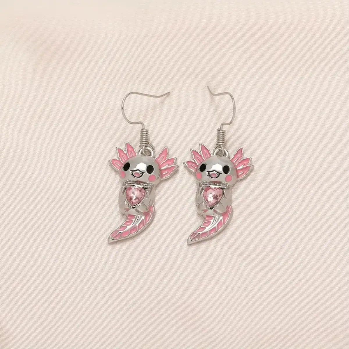 1 Pair Cartoon Style Cute Animal Enamel Alloy Silver Plated Drop Earrings