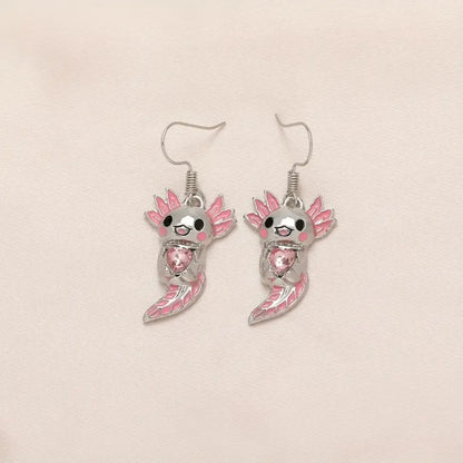 1 Pair Cartoon Style Cute Animal Enamel Alloy Silver Plated Drop Earrings