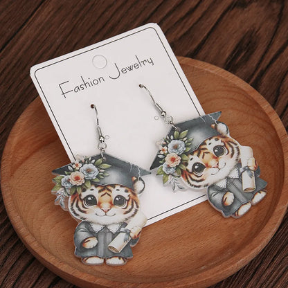 1 Pair Cartoon Style Cute Animal Printing Arylic Drop Earrings