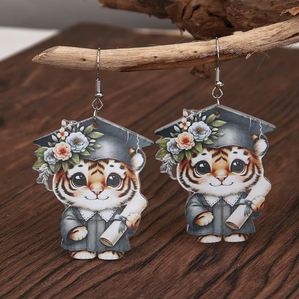 1 Pair Cartoon Style Cute Animal Printing Arylic Drop Earrings