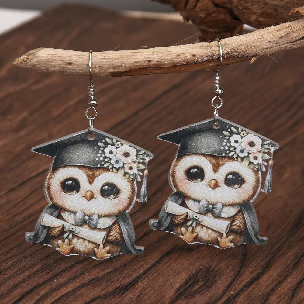 1 Pair Cartoon Style Cute Animal Printing Arylic Drop Earrings