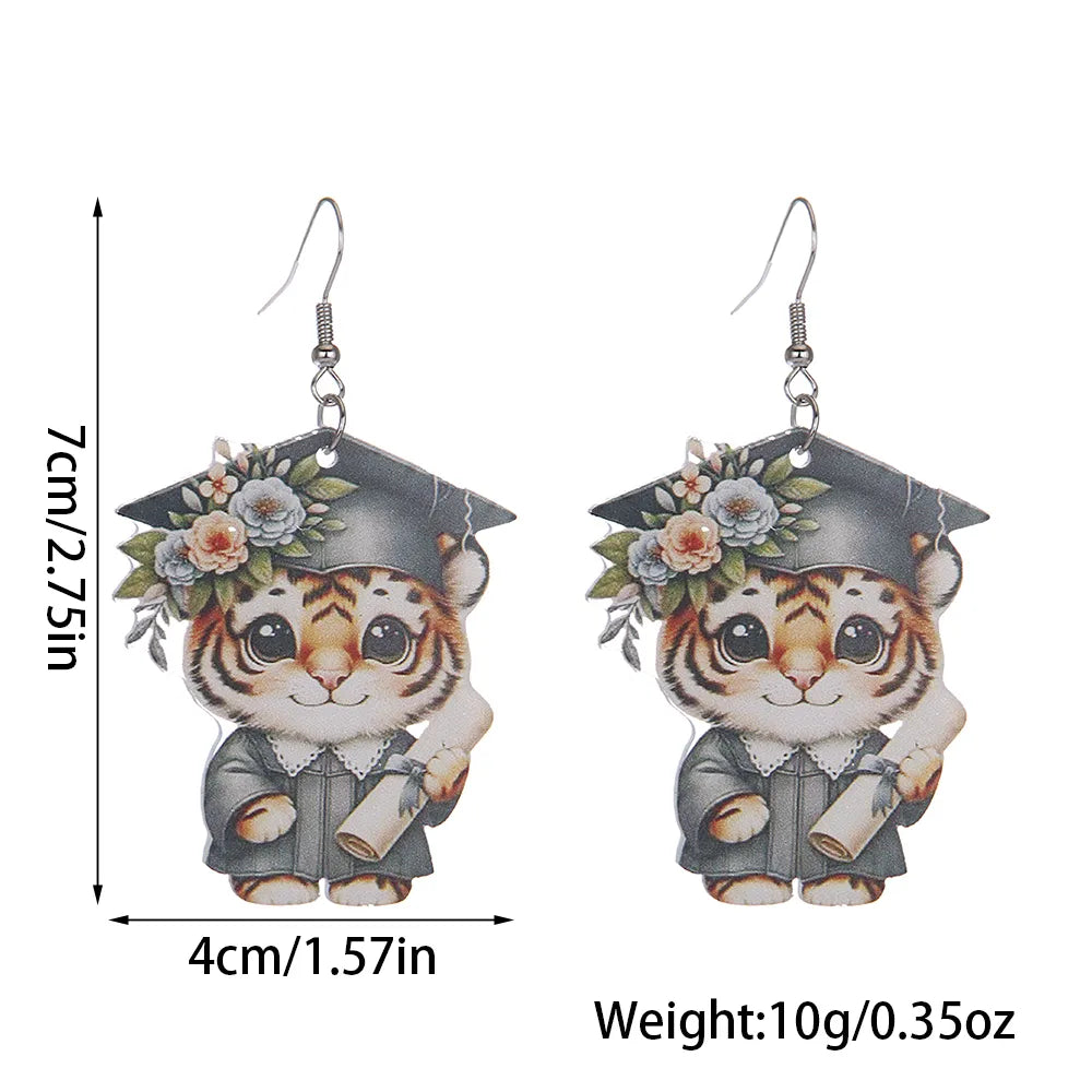 1 Pair Cartoon Style Cute Animal Printing Arylic Drop Earrings