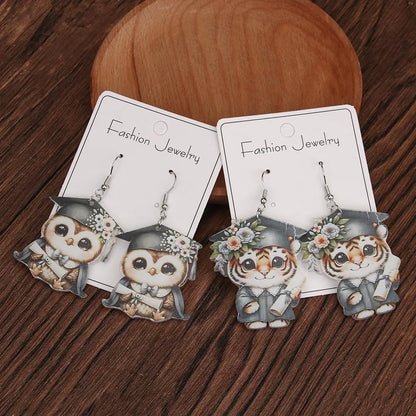 1 Pair Cartoon Style Cute Animal Printing Arylic Drop Earrings