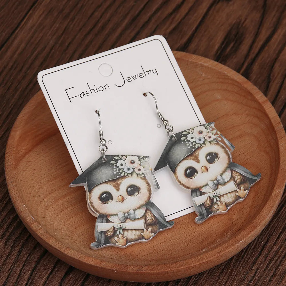 1 Pair Cartoon Style Cute Animal Printing Arylic Drop Earrings