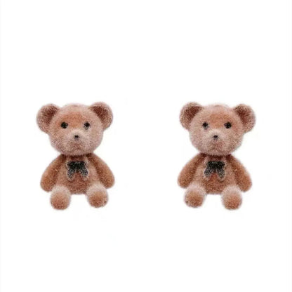 1 Pair Cartoon Style Cute Bear Alloy Ear Studs