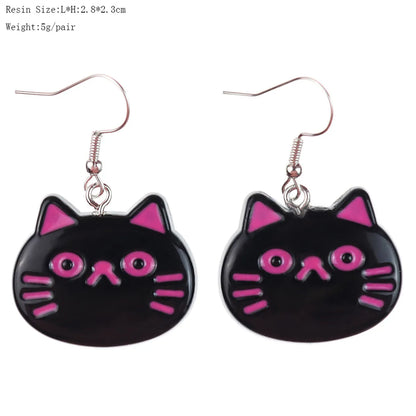 1 Pair Cartoon Style Cute Cat Fish Plastic Drop Earrings