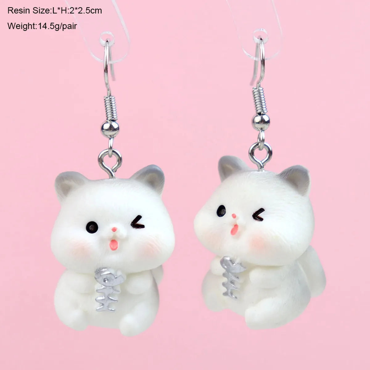 1 Pair Cartoon Style Cute Cat Plastic Drop Earrings