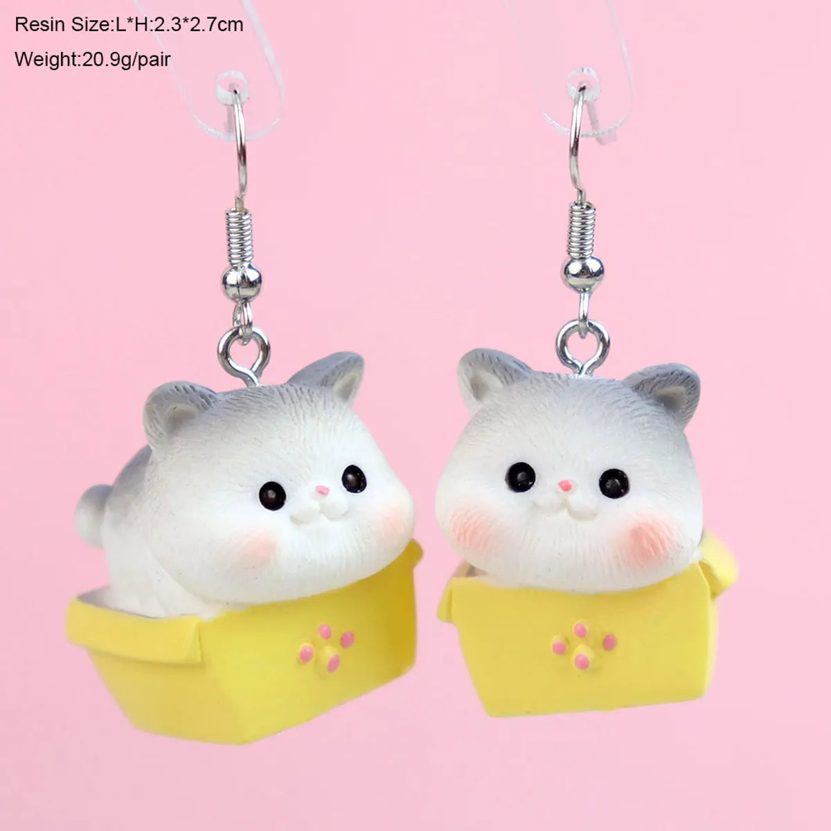 1 Pair Cartoon Style Cute Cat Plastic Drop Earrings