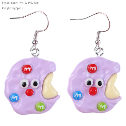 1 Pair Cartoon Style Cute Donuts Plastic Drop Earrings