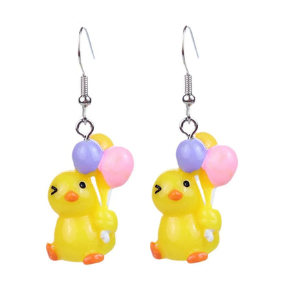 1 Pair Cartoon Style Cute Duck Plastic Drop Earrings