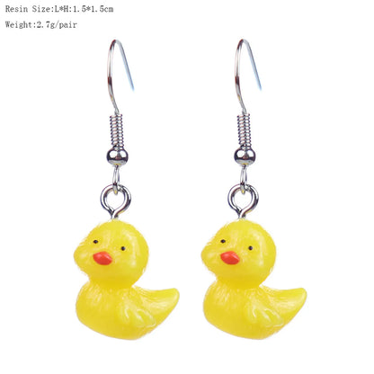 1 Pair Cartoon Style Cute Duck Plastic Drop Earrings