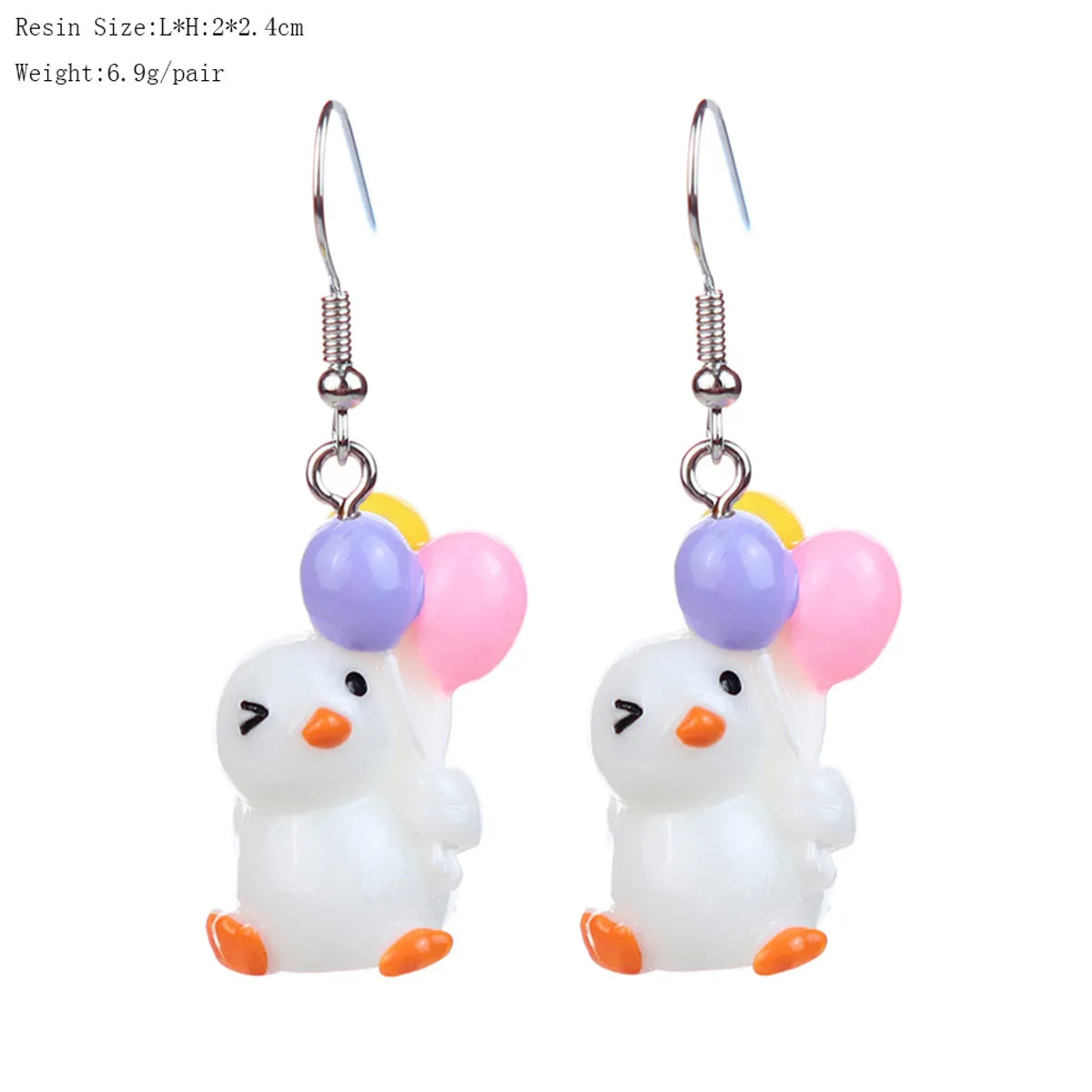 1 Pair Cartoon Style Cute Duck Plastic Drop Earrings