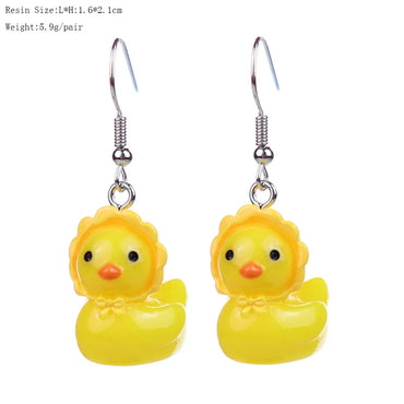 1 Pair Cartoon Style Cute Duck Plastic Drop Earrings