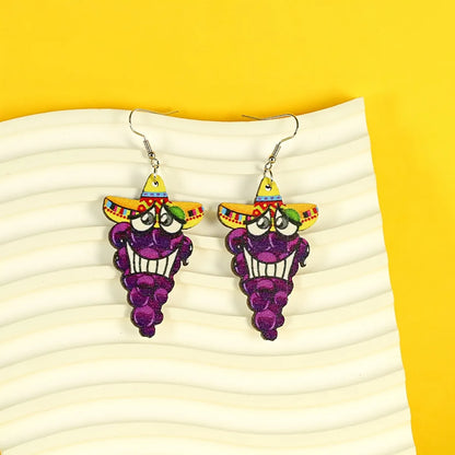 1 Pair Cartoon Style Cute Funny Corn Grape Wood Drop Earrings