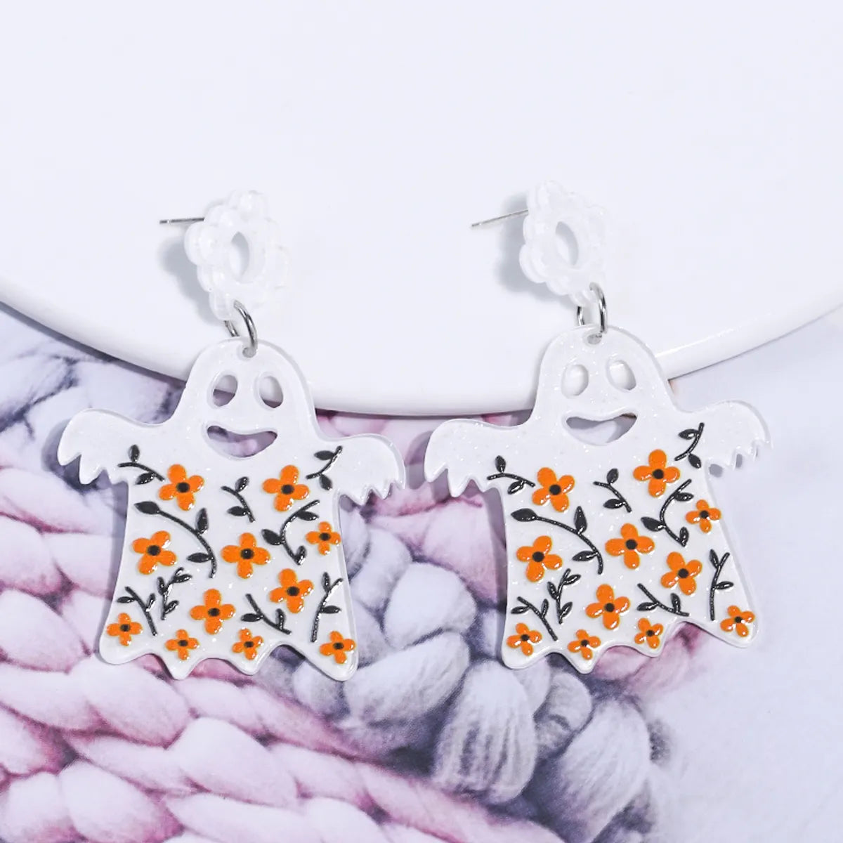 1 Pair Cartoon Style Cute Funny Pumpkin Printing Arylic Drop Earrings