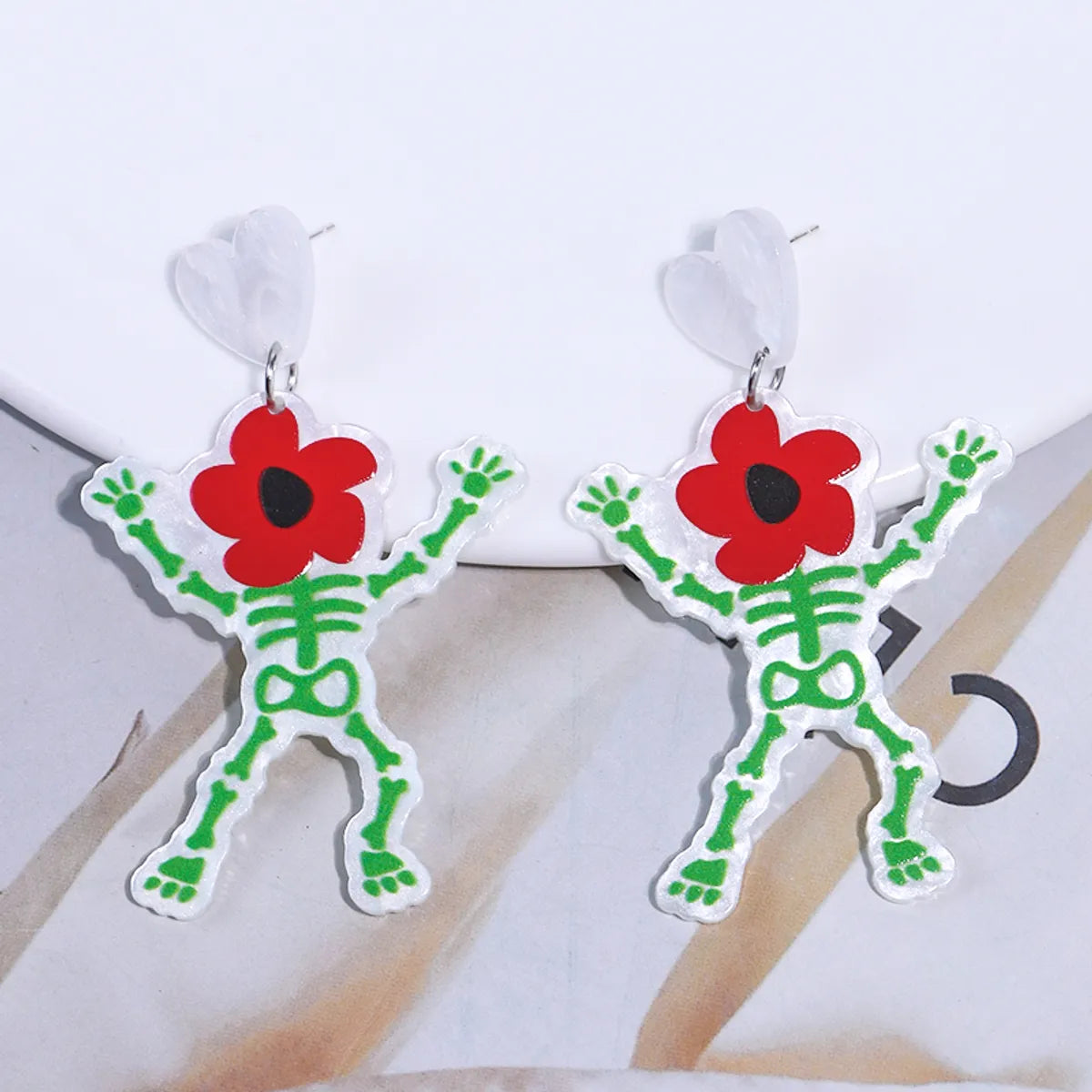 1 Pair Cartoon Style Cute Funny Pumpkin Printing Arylic Drop Earrings