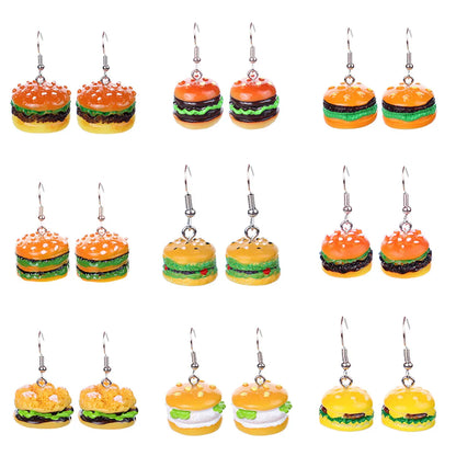 1 Pair Cartoon Style Cute Hamburger Plastic Drop Earrings