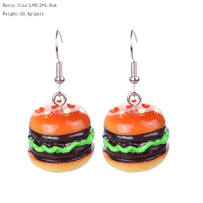 1 Pair Cartoon Style Cute Hamburger Plastic Drop Earrings