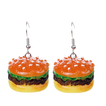 1 Pair Cartoon Style Cute Hamburger Plastic Drop Earrings