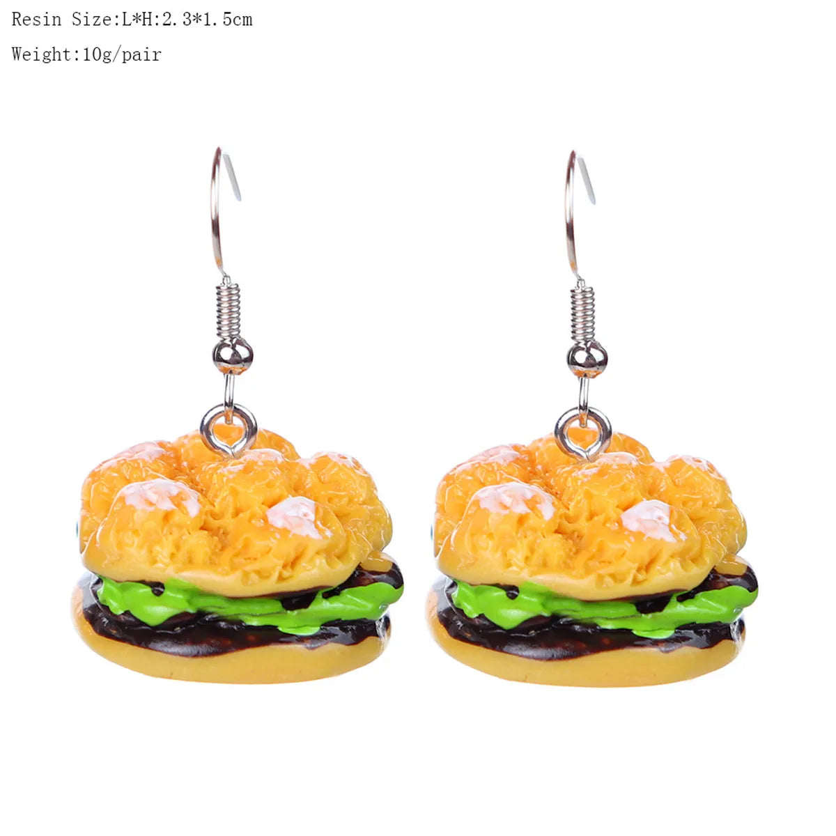 1 Pair Cartoon Style Cute Hamburger Plastic Drop Earrings