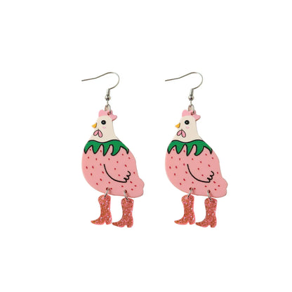 1 Pair Cartoon Style Cute Hen Arylic Drop Earrings