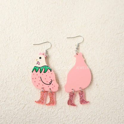 1 Pair Cartoon Style Cute Hen Arylic Drop Earrings