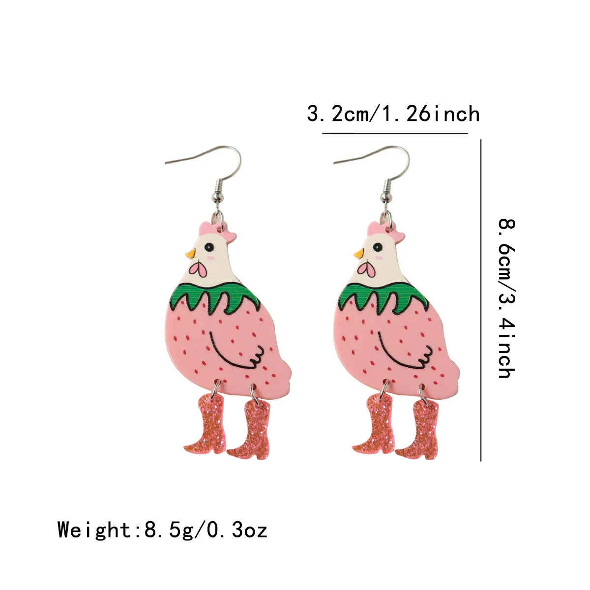 1 Pair Cartoon Style Cute Hen Arylic Drop Earrings