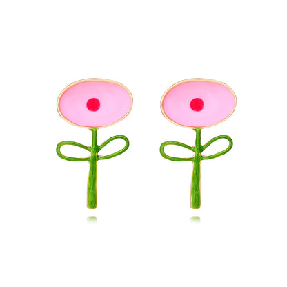 1 Pair Cartoon Style Cute Leaf Flower Enamel Alloy Ear Studs