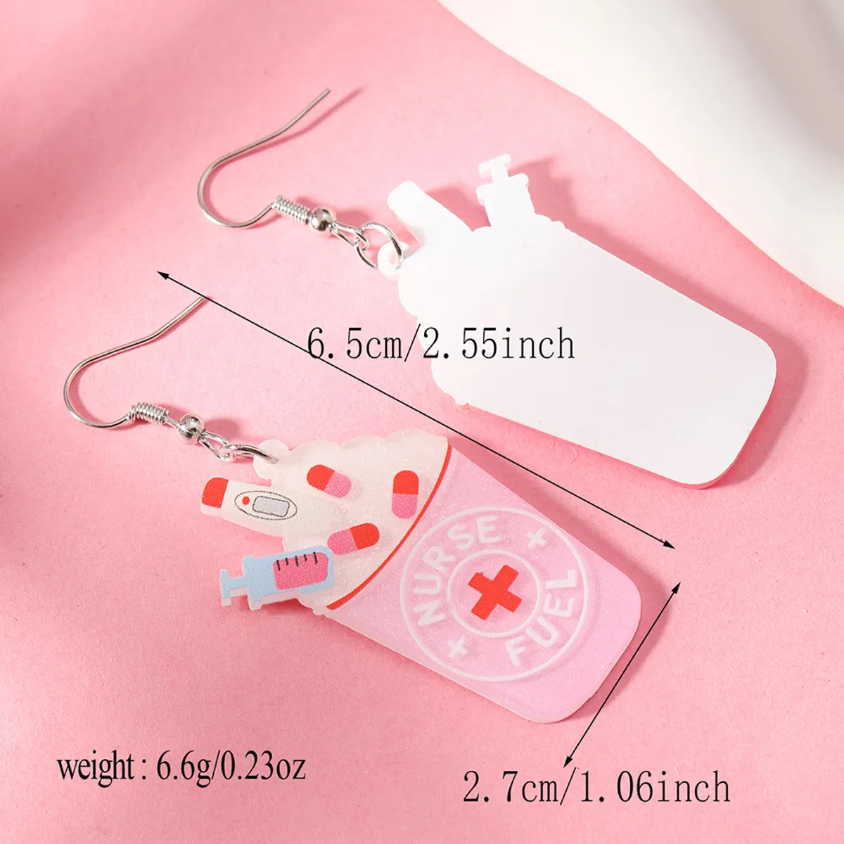 1 Pair Cartoon Style Cute Letter Cup Arylic Silver Plated Earrings