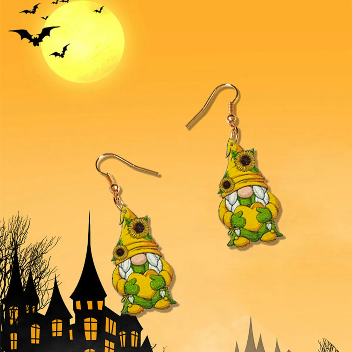 1 Pair Cartoon Style Cute Pumpkin Sunflower Maple Leaf Wood Drop Earrings