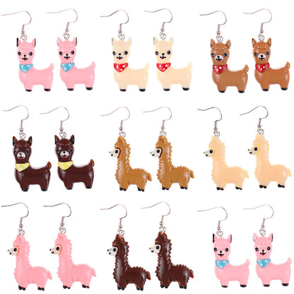 1 Pair Cartoon Style Cute Sheep Alpaca Plastic Drop Earrings